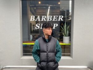 スペインカール　フェード　メンズパーマ　クフィアメンズヘアカンポ　天王寺　阿倍野　松崎町　バーバー　理容室